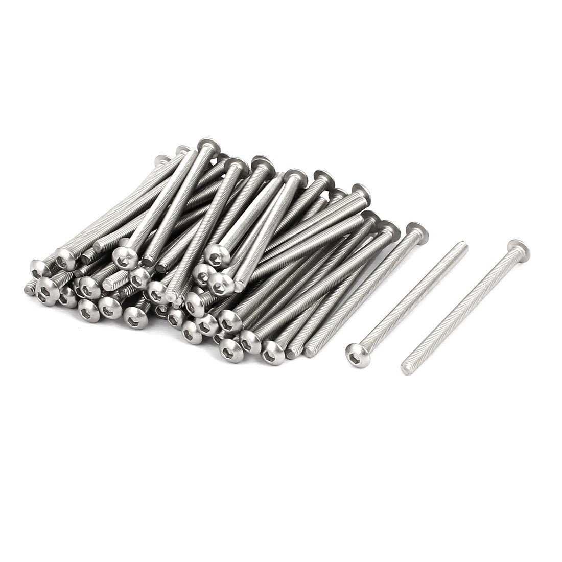 Sourcingmap M3x45mm 304 Stainless Steel Button Head Hex Socket Cap Screws Fastener 60pcs