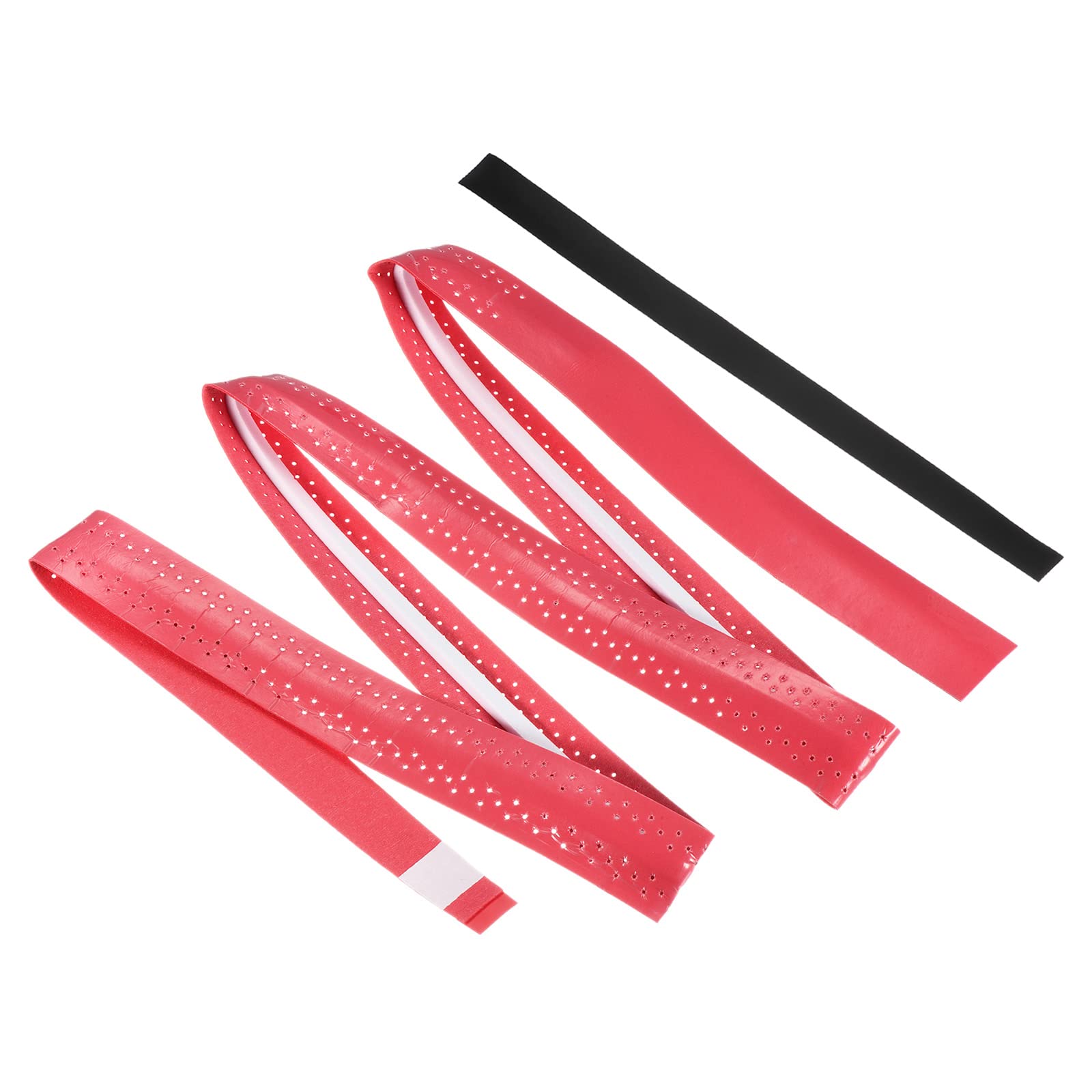 PATIKIL 43.3" Tennis Racket Grip Tape with Damping Ridges, 6 Pack Overgrip Perforated Absorbent Non-Slip for Badminton Fishing Rod, Red