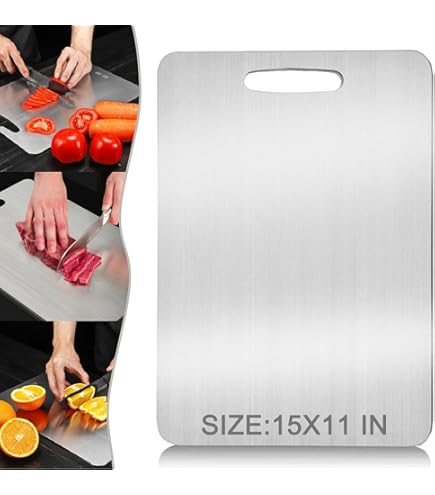 Planche à Découper En Titane 316 – Double Face Anti-contamination – 34 X 23 Cm – Hygiénique Et Durable - 2