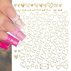 9 Sheets Heart Nail Art Stickers - Metallic Nail