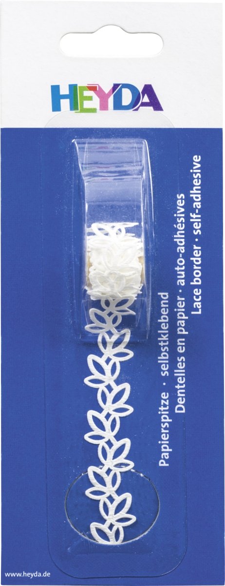 Baier & Schneider Sealing Tape Paper Lace Leaves Tape Size 2m x 14mm White