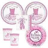 Ballerina Tutu Party supplies 16 guests, dinner plates, napkins, cups plus bonus balloon