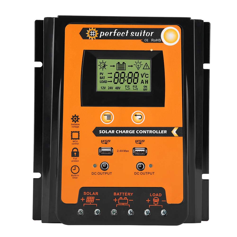MPPT Solar Controller- Solar Panel Battery Regulator LCD Display with Dual USB Port Display 12V/24V Safe Protection(70A) Other Accessories solar power controller on special