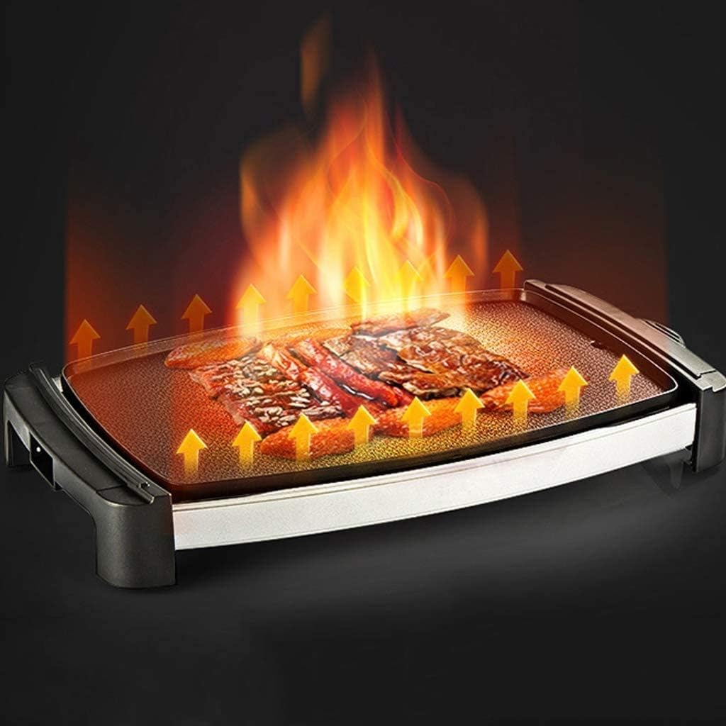 review 1800W Electric Teppanyaki Grill,Smokeless Non-stick Barbecue Machine,Grilled Meat Pan with Hot Plate,for Table Camping Outdoor Garden Grill BBQ Utensil