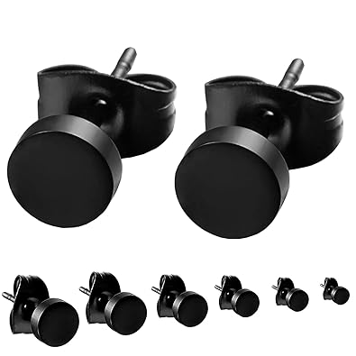 URBANSTYLES - 6er Set Ohrringe Rund Schwarz / 6 Paar Ohrstecker 316 L Chirurgenstahl / Edelstahl Universal Schmuck Ohr-Schmuc
