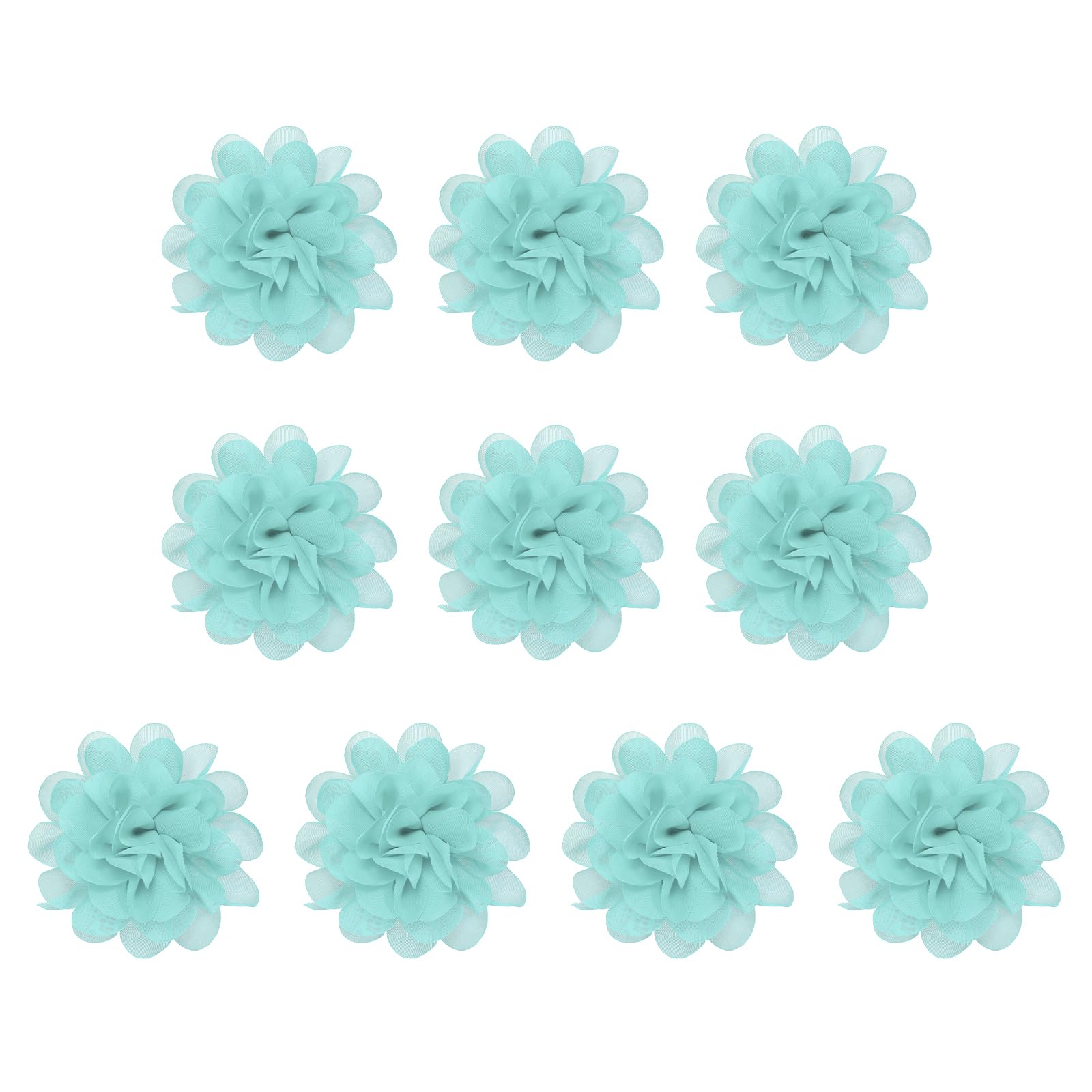 PATIKIL 3.9" Chiffon Flowers, 10 Pcs Mesh Fabric Flowers Sewing Fabric Appliques Headband Embellishments for DIY Craft Wedding Decor, Mint Green