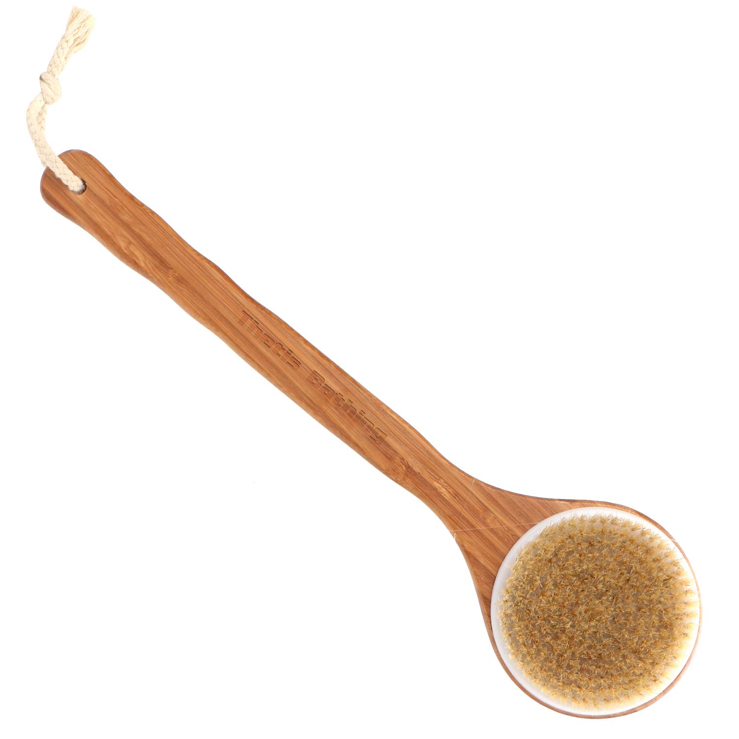 Body Brush with Long Bamboo Handle - Natural Bristle, Back Scrubber for Exfoliating Skin, Improve Circulation and Shower Brush for Skin Health - Wet or Dry body Brushing by THETIS Homes : Beauty