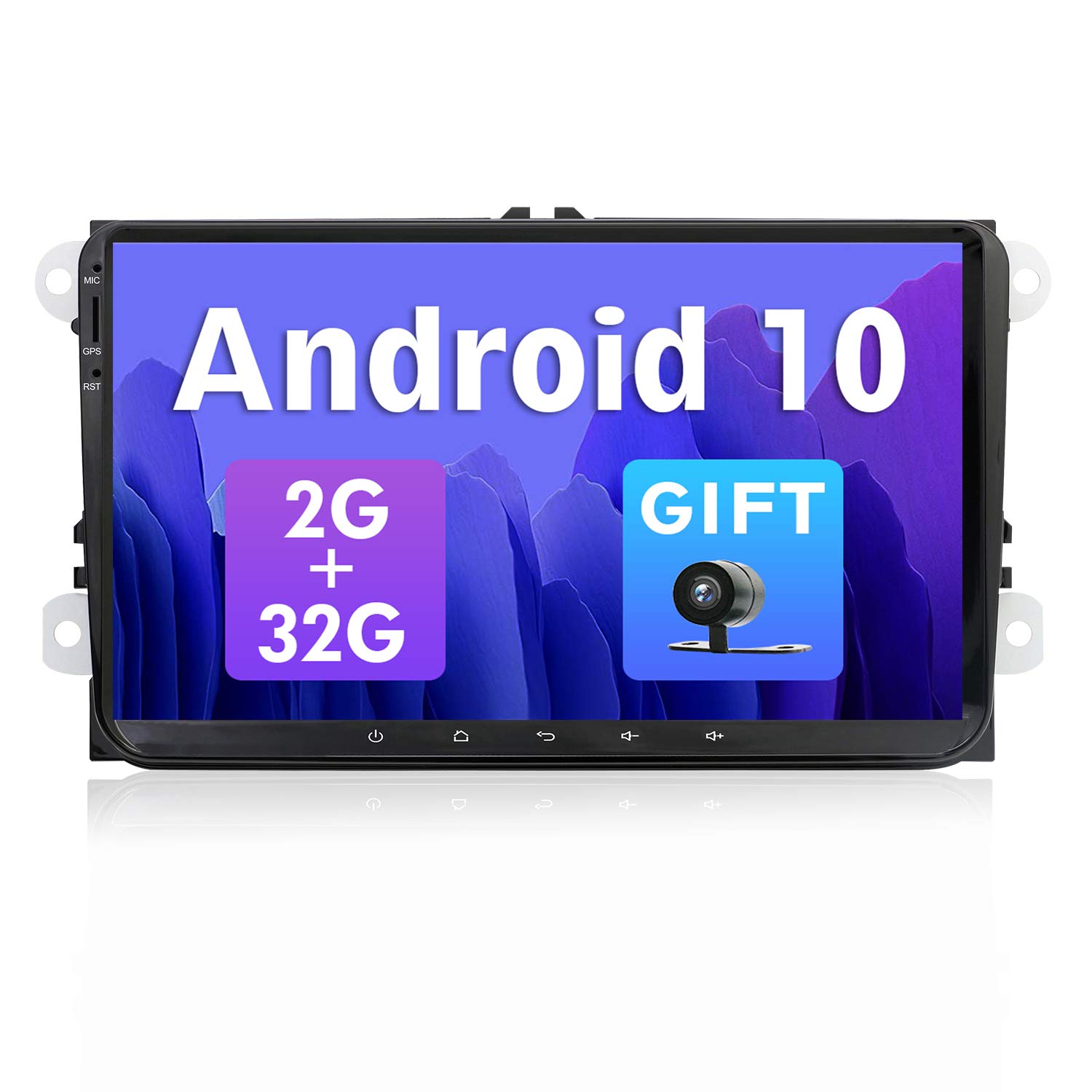 SXAUTO Android 10 Double Din Car Stereo Head unit Fit for VW Golf/Skoda/Seat/Passat/Polo - [2G+32G] - Free Backup Camera Canbus - 9 Inch - Support DAB WIFI BT5.0 Steering Wheel Carplay Android Auto