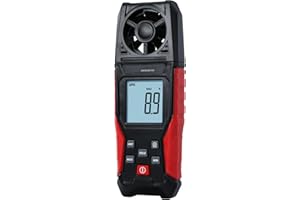 Digital Anemometer Handheld Wind Speed Meter – Measures Wind Speed in m/s, km/h, ft/min, mph, Knots & Air Temperature – Max/M
