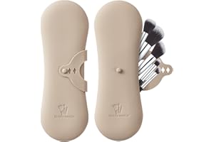 coclothy Travel Makeup Brush Holder, Anti-fall Out Silicone Portable Cosmetic Face Brushes Holder, Soft Travel Cosmetic Bag for Travel, Travel Makeup Brush Case