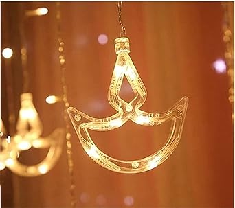 KIDSOR Diya/Diwali Light Curtain, String Lights with Hanging Diya Light, 8 Flashing Modes, Decoration Lighting, Festive Home Decor - {(Pack of - 1) - Warm White }