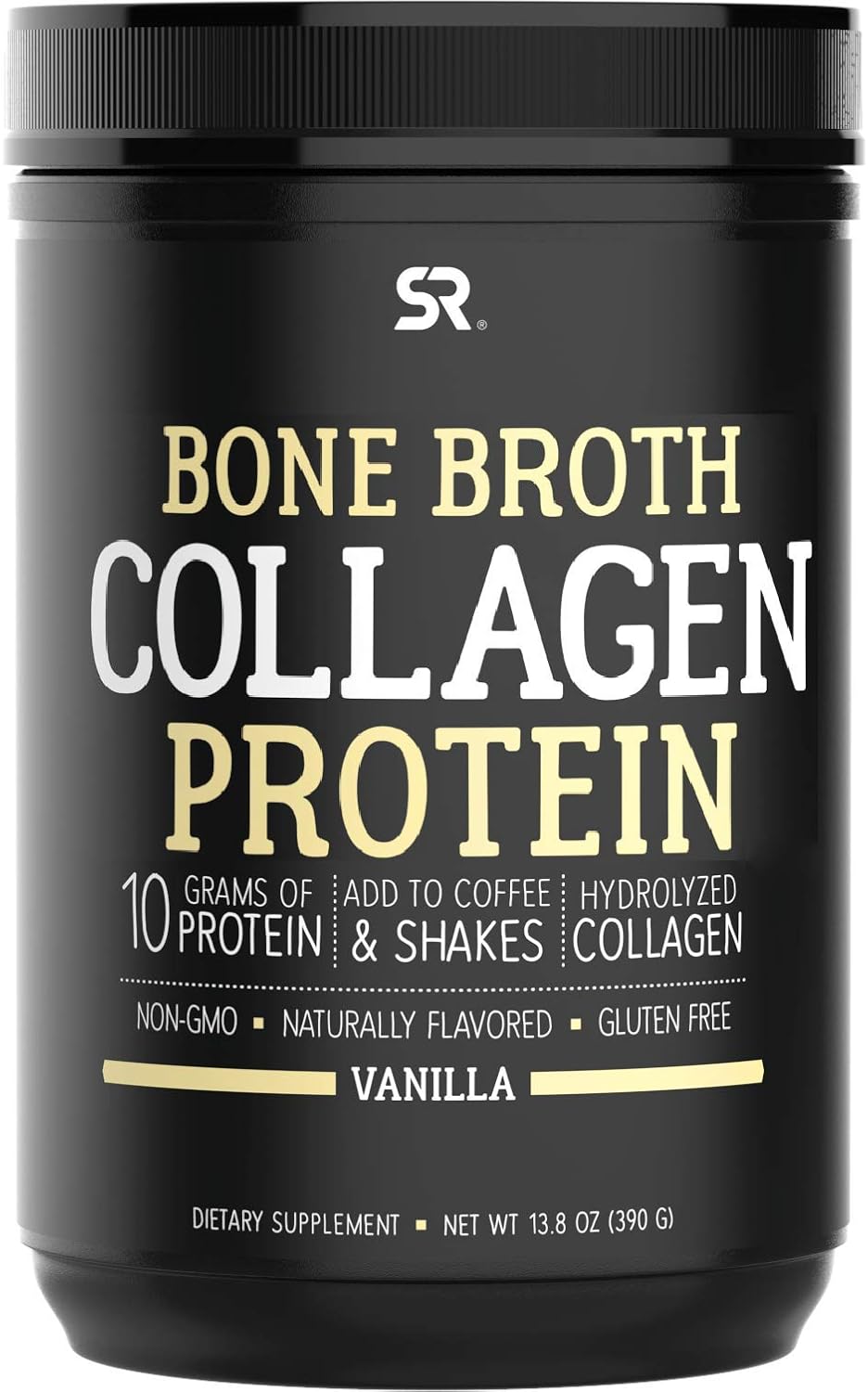 Bone Broth Collagen Protein Powder - 30 Servings | Hydrolyzed Collagen Peptides + 11g of Dairy-Free Protein | Non-GMO Verified & Gluten Free (Vanilla Flavor)