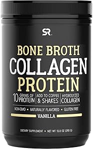 Bone Broth Collagen Protein Powder - 30 Servings | Hydrolyzed Collagen Peptides + 11g of Dairy-Free Protein | Non-GMO Verified & Gluten Free (Vanilla Flavor)