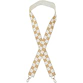 Lashicorn Beaded Purse Strap Tan Gold and White Checkered | 49” Long Concert Outfit for Clear Bags College Game day Gold Clips