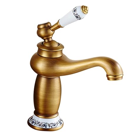 Phenovo Retro Style Brass Bathroom Sink Faucet Vintage Basin