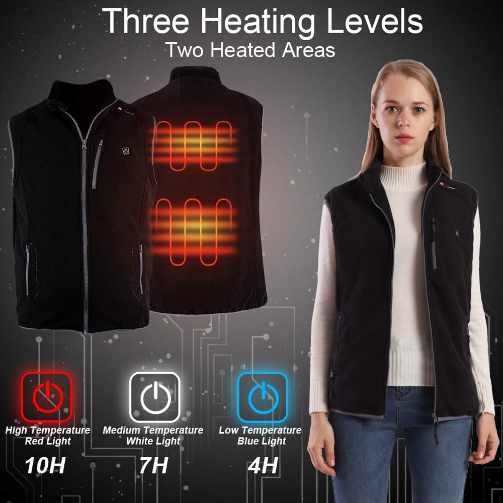 PROSmart Heated Vest Polar Fleece Lightweight Waistcoat with USB Battery Pack for Men and Women (Unisex): Clothing