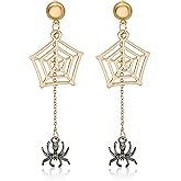 Halloween Spider Earrings for Women Vintage Black Spider Dangle Earrings Gothic Animal Crystal Drop Earrings Unique Holidays Statement Earrings Halloween Costume Jewelry Accessories
