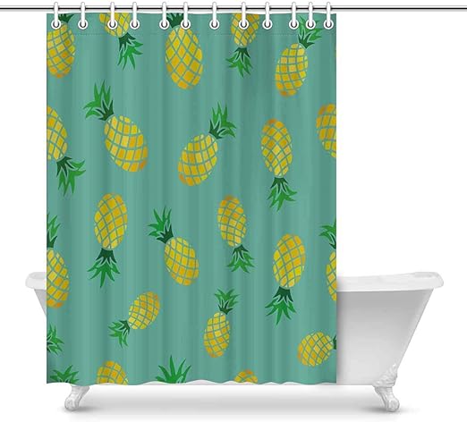 Amazon Com Interestprint Novelty Shower Curtain Bathroom Sets Cute Summer Pineapple Funny Fabric Home Bath Decor 84 X 69 Inches Home Kitchen