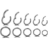 16G Surgical Steel Hinged Clicker Segment Nose Rings Hoop Helix Cartilage Daith Tragus Sleeper Earrings Body Piercing for women 6mm 8mm 10mm 12mm 14mm