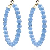 YISXVD Beaded Hoop Earrings Women Bohemian Circle Round Colorful Bead Dangle Earrings for Women