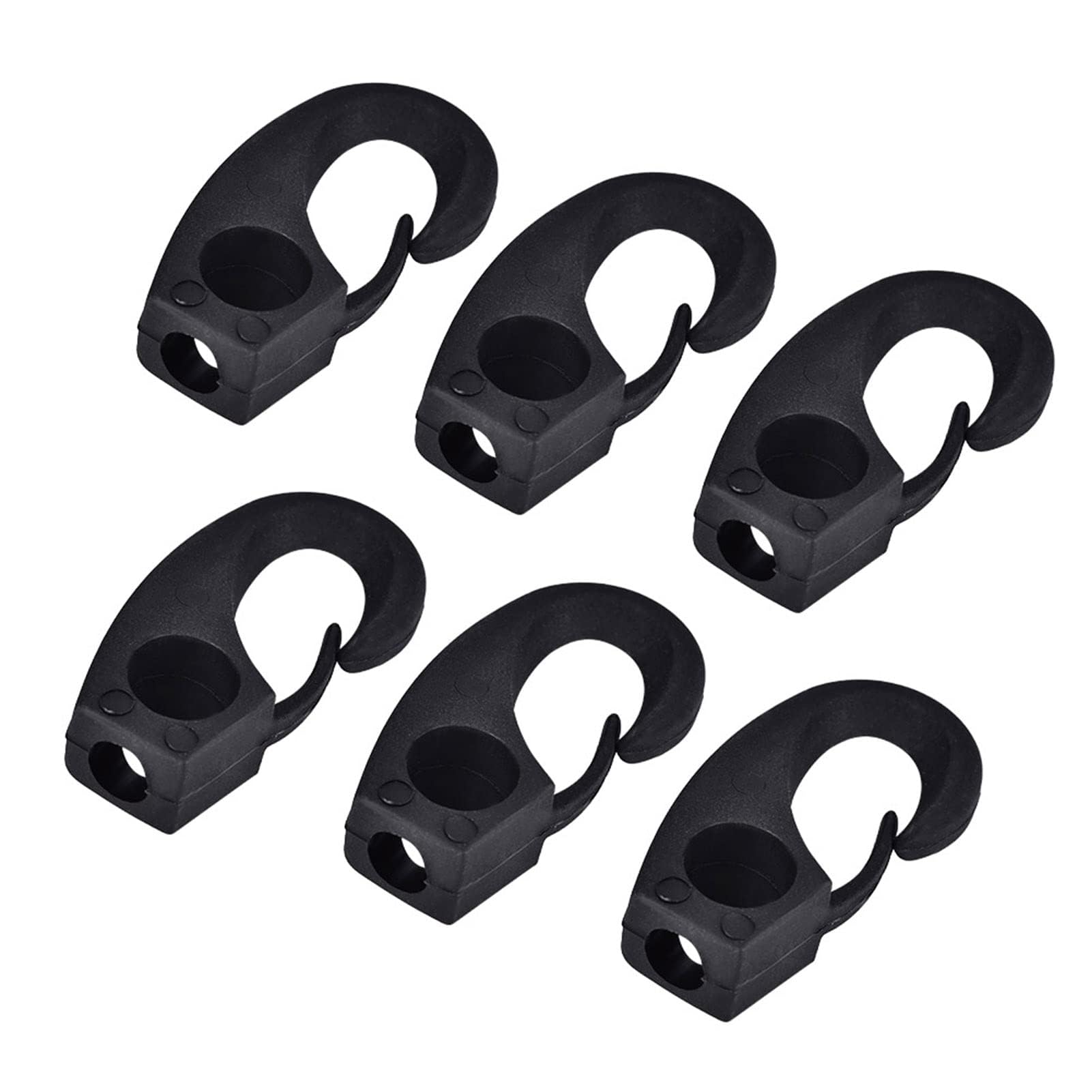 6 Pcs Nylon Lashing Shock Hook For Boat Canoe Kayak Boating Accessories Black, Sailing Plastic Hooks, Kayak Car Bumper Clips