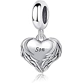 QeenseKc Wing of Angle Heart Love Dangle Charm for Pandora Bracelet Women Present Son