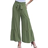 LOUSGUTA Palazzo Pants for Women Dressy Wide Leg Pants Brunch Vacation Outfits High Waisted Palazzo Flowy Trouser