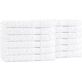 Arkwright Admiral Spa Wash Cloths Bulk - Pack of 12 - Lightweight Absorbent Bathroom Washcloths, Quick Dry Cotton, Perfect for Home, Resort, Spa, and Shower, 12 x 12 in, White