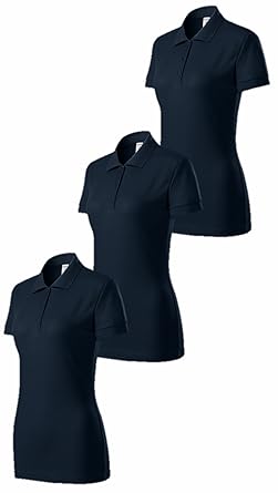 WearYourBrand by Adler 3er Pack Damen Polohemd Poloshirt Kurzarm Langer Schnitt