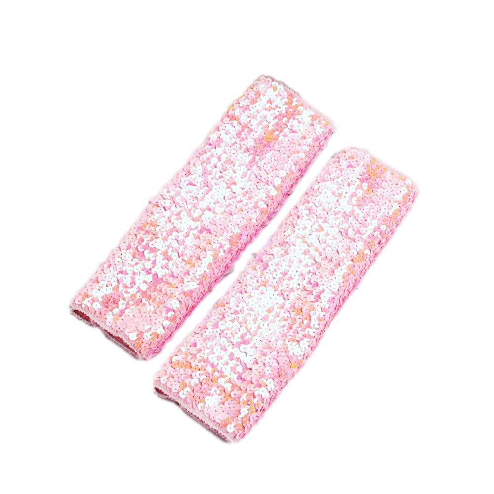 Wambere Fingerless Sequin Gloves, Half Finger Gloves with Sequins, Arm Warmers Long Gauntlets, Red, 9 x 28cm, Pink