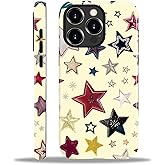 ilikediy for iPhone 15 Pro Case [Compatible with Magsafe] Pattern Design for Women Girls Hybrid 2 Layer Hard Shell Silicone Protective Magnetic Cover,C Aesthetic Color Stars
