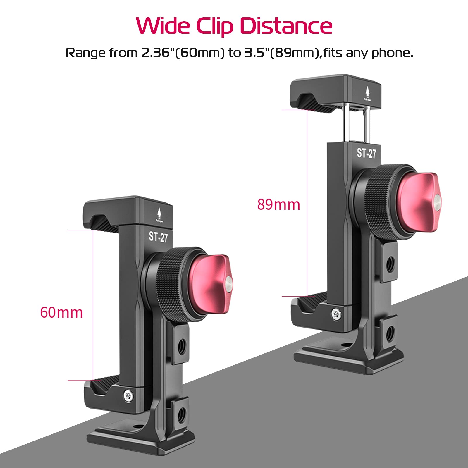 Metal Phone Tripod Mount 3 Cold Shoes & Arca Port, 360° Smartphone Tripod Adapter for iPhone Samsung Cell Phone Stand Holder for Desktop Video Live Streaming Vlogging Rig
