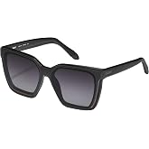 QUAY Level Up Square Sunglasses for Women | Oversized Frame, UV Protection, Built-In Nose Pads, Case and Cloth for Travel and Daily Wear