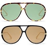 VANLINKER Oversized Trendy Polarized Aviator Sunglasses for Women Men Retro Round Sunglasses Vintage Shield Shades VL9798
