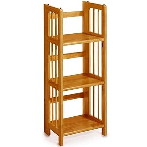 Mission Style 38 x 14 Inch Light Oak Folding / Stacking Bookcase, 14"W, HONEY OAK