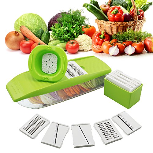 Mandoline Vegetable Slicer Adjustable with 5 Thickness Settings Interchangeable Stainless Steel Blades Vegetable Chopper Cutter from Maison-Market