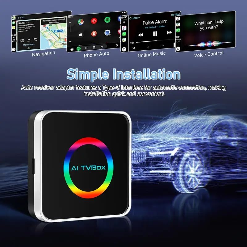 Q2D AIBox 2+16GB Adaptador Inalámbrico CarPlay y Android Auto WiFi 6 Compatible con Vehículos con CarPlay Original Reproduce Youtube y Netflix