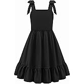 Arshiner Girls Summer Dress Bowknot Strap Casual Sleeveless Tiered Sundress with Pockets 6-14 Years