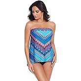 Miraclesuit Women's Swimwear Strapless Bandini Underwire Removable Straps Tankini Bathing Suit Top