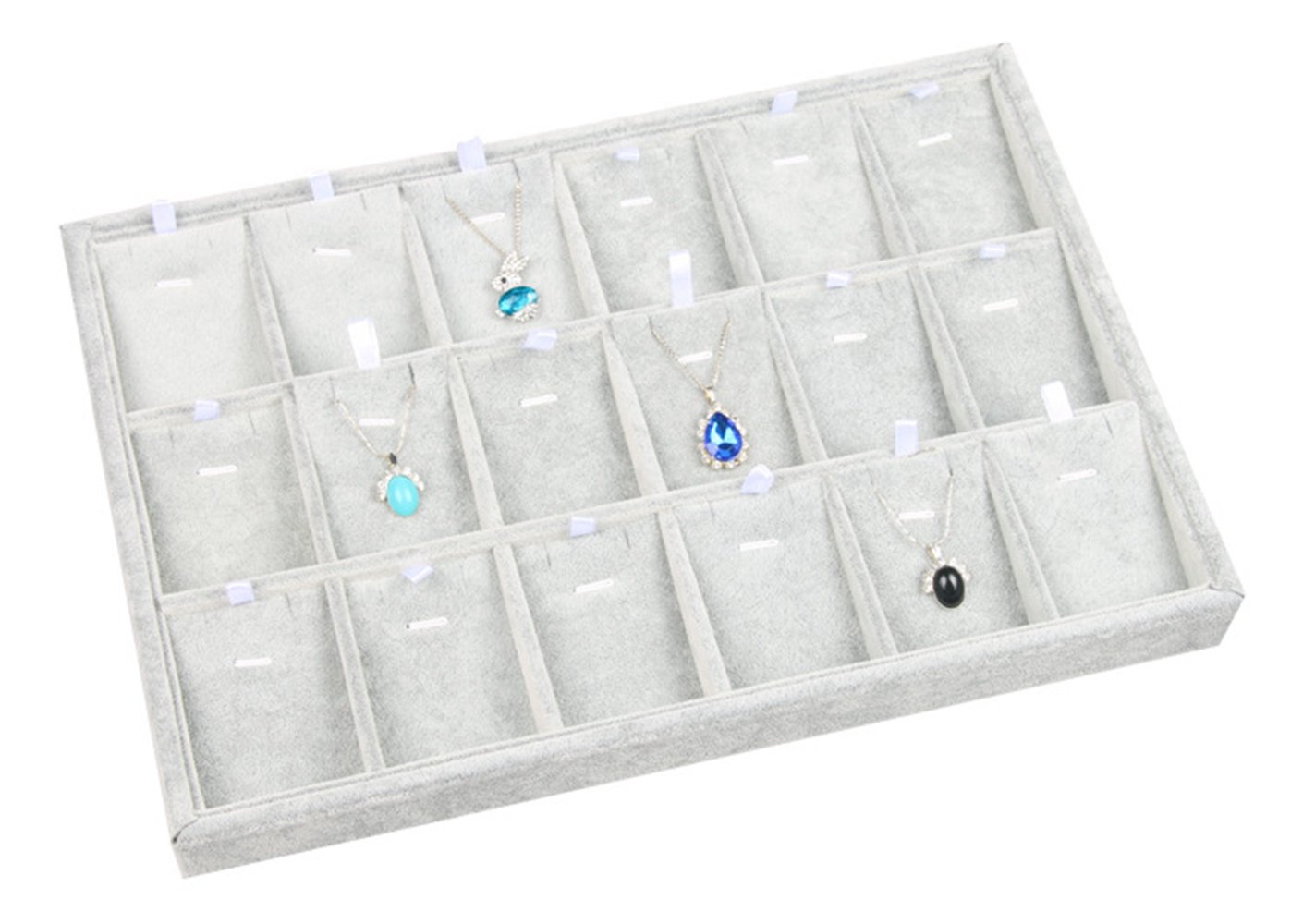 BOCAR Jewellery Organiser Display Showcase Grey Velvet Pendant Holder for Drawer Gift for Women (GP-18DZ)