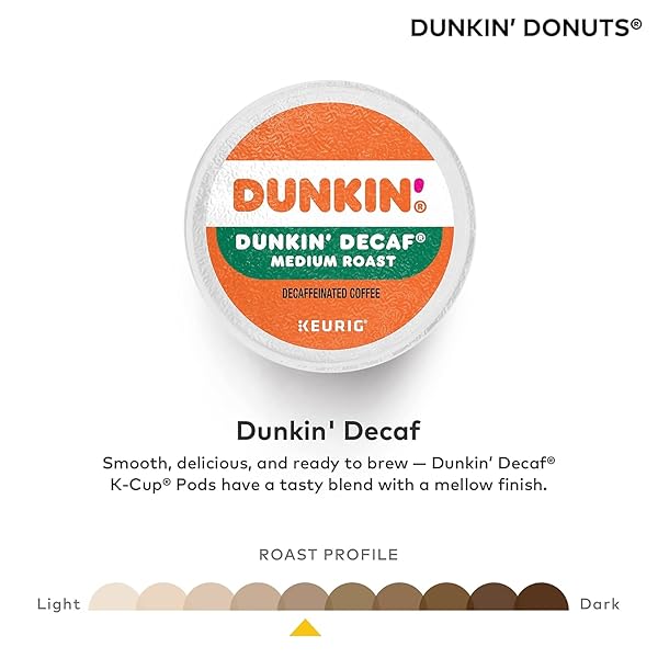 DUNKIN’ DONUTS DECAF KEURIG® SINGLE-SERVE K-CUP® PODS, MEDIUM ROAST, BOX OF 44 K-CUP® PODS