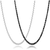 Garysiom 2 Pcs Chains for Men, 4mm Stainless Steel Silver Tone Gold or Black Wheat Necklace Chain for Men Women, 16, 20, 24, 28, 32 Inch