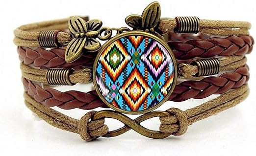 Amazon Com Handmade Knitted Leather Bracelet Colorful Native