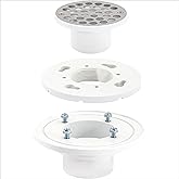 EZ-FLO 2 Inch x 3 Inch PVC Low Profile Floor & Shower Drain, Stainless Steel Grid, 15301