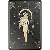 Krouterebs Vintage Metal Tin Sign Aries Zodiac Aries Star Sign Wall Art Aluminum Sign 8 X 12 in