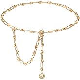 JUXCOKO Women’s Metal Waist Chain Adjustable Gold Silver Chain Belt for Dresses Jeans