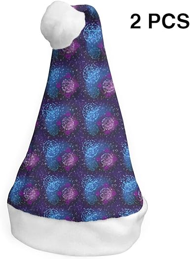 pink and blue santa hats