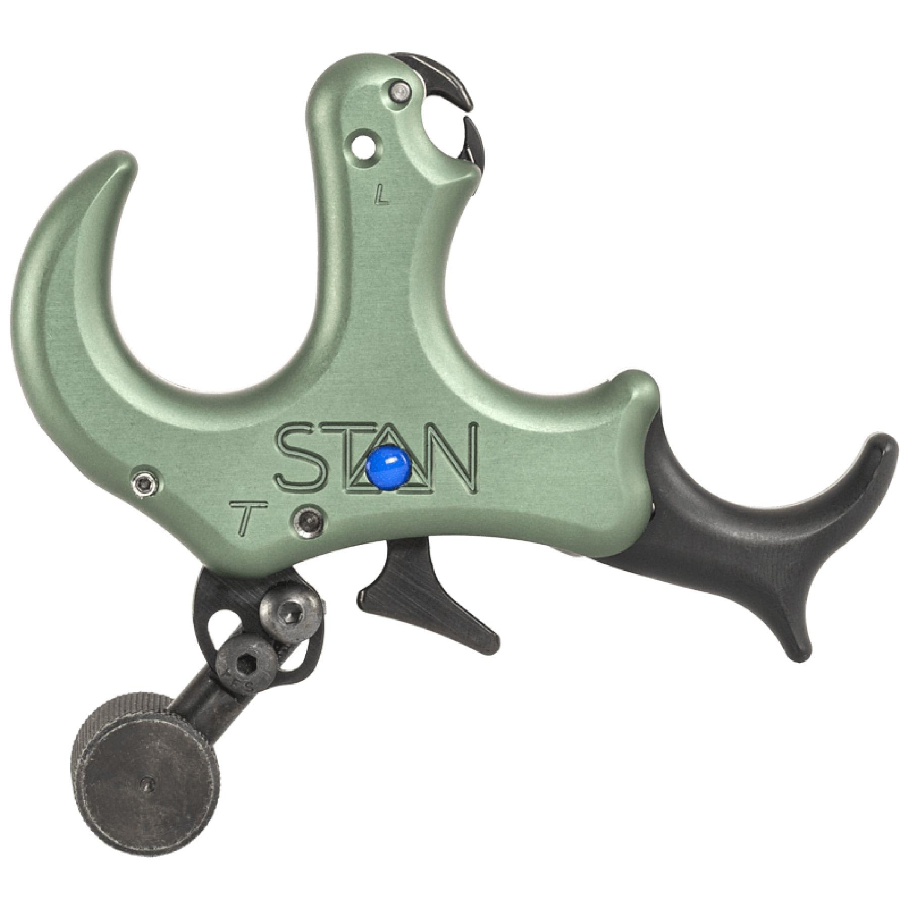 Photo 1 of Stan OnneX Thumb Archery Release – Modular Trigger Release with Zero Travel, Adjustable Tension, 3 & 4 Finger Options, Open Hook, Trainer Lock, Sage, L