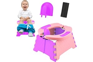 Esonto Portable Potty, Suitable for Around 3 Years Old Portable Potty for Toddler Travel, Stroller Mobile Folding Toilet, Outdoor Potty Seat (Pink)