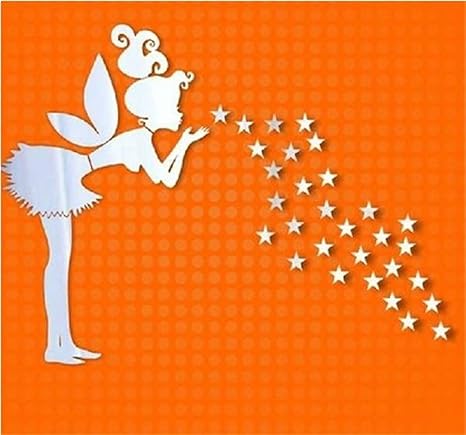 Amazon ウォール ミラー ステッカー フェアリー 1セット スター 妖精 鏡 銀 月 星 壁 ベットルーム 貼り付けタイプ 装飾 子供部屋 背景 シール 洗面所 家具 ウォールステッカー オンライン通販